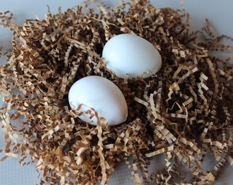 Antique Blown Glass Faux Nesting or Brooding Chicken Eggs.
