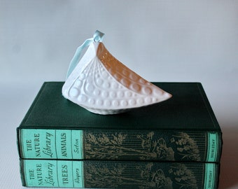 Jonathan Adler White Porcelain Love Dove Christmas Ornament with Blue Satin Hanging Ribbon. Retired Ornament.