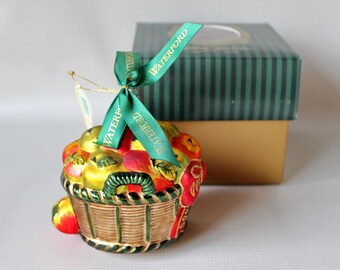 Waterford Holiday Heirlooms Harvest Apple Basket Glass Ornament with Original Box