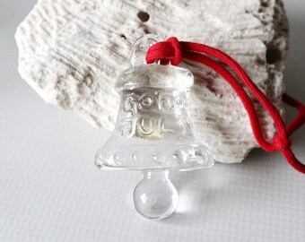 Vintage Kosta Boda Sweden God Jul Art Glass Christmas Ornament.