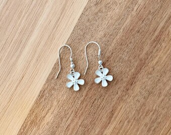 Sterling Silver Flower Drop Earrings: Dainty Boho Jewelry