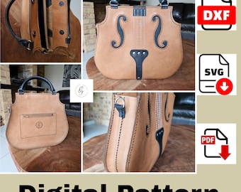 Violin Bag - Ladies Purse Pattern - Bag Pattern - Leather DIY - Pdf Dxf Svg Download