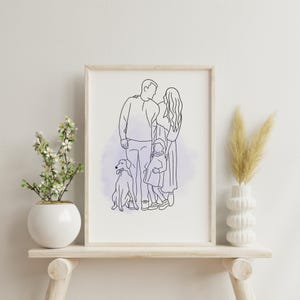 One Line Drawing , Custom Couple Portrait, Custom Family Gift, Personalized Wedding Anniversary Gift, Custom Line From Photo