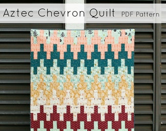 Aztec Chevron Quilt - Quilt Pattern - INSTANT DOWNLOAD PDF file