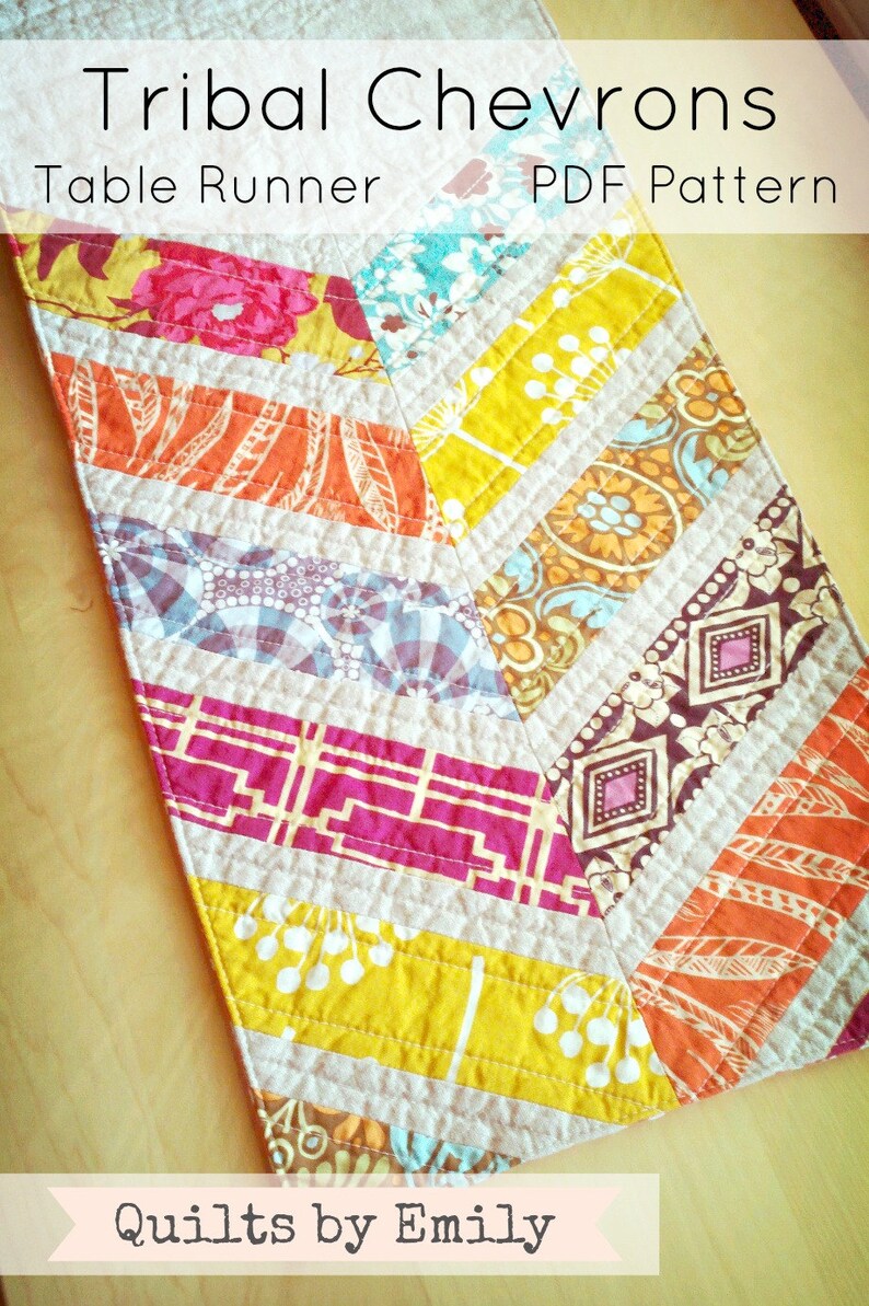 Tribal Chevrons Table Runner - Quilt Pattern - INSTANT DOWNLOAD PDF ...