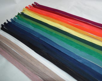 18x Invisible Concealed Zippers 24" / 60cm – Multicolour Bundle – Dressmaking