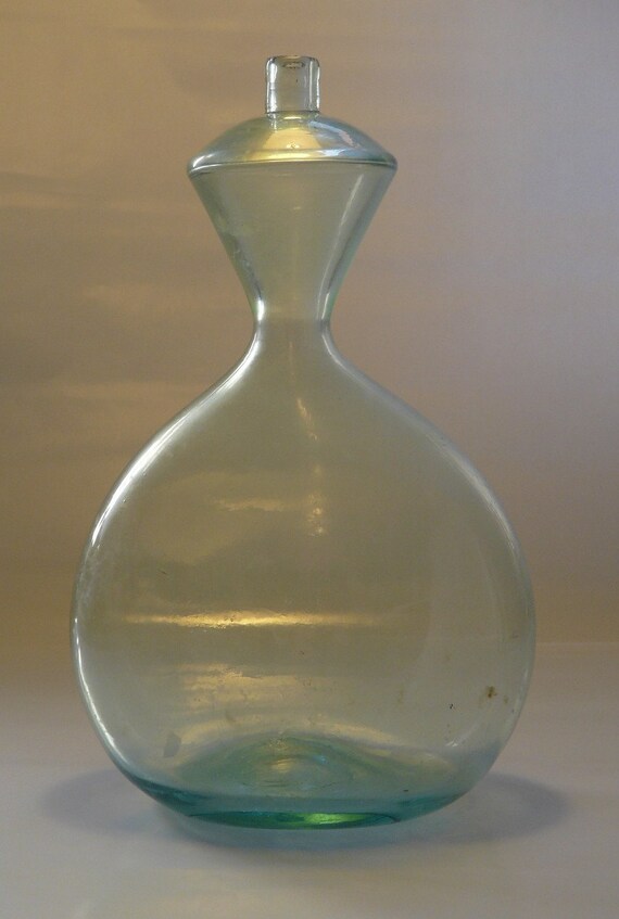 Antique French Glass Farmer's Flask | Etsy Antique Blue Glass Perfume Bottle, Rope