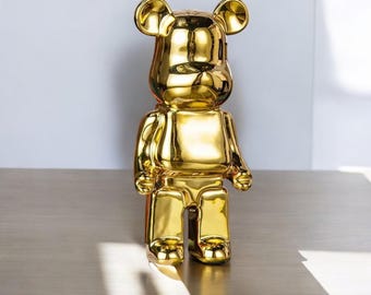 Bearbrick Replica Figurine Toy -Modern Bear Brick Statue for Shelf Desk Decor -Collectible Bearbrick Gift for Figurine Lovers Hypebeast Fans