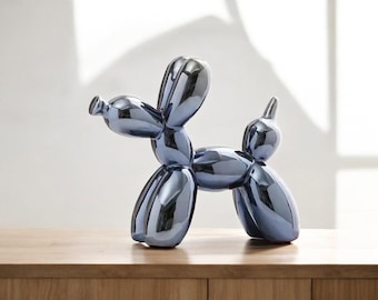 Metaalkeramische ballonhondsculptuur: modern bureaudecor