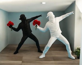 Banksy Flower Thrower Statue: Graffiti-Inspired Pop Art Sculpture