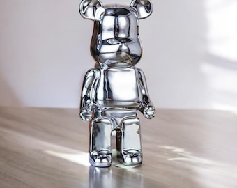 Bearbrick Replica Figurine Toy-Modern Bear Brick Statue for Shelf Desk Decor-Unique Collectible Gift for Figurine Lovers Hypebeast Enthusias