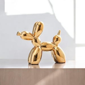 Ceramic Balloon Dog Desk Sculpture-Glossy Metallic Balloon Dog Statue -Modern Art Desk & Shelf Décor -Unique Dog Lover Gift-Home Decor Piece