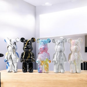 Graffiti Bearbrick Statue: Colorful Resin Figurine, Hypebeast Decor