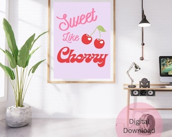 Cherry Print - Trendy Wall Art - Printable Cherry Poster - Preppy Wall Art - Cherry Trend