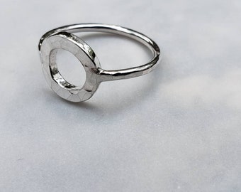 Sterling circle ring, hammered, chunky