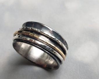 Classic Spinner Ring, gold and silver spinner