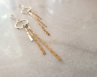 Gold dangle long drop earrings