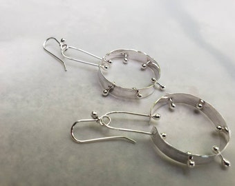 Sterling riveted earrings, tamborin hoops