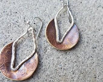 Brass and sterling Ohm earrings