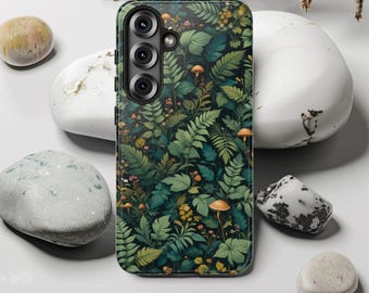 Forest Fern Pattern Phone Case, Green Botanical Tough Cover, Nature iPhone Samsung Google, Plant Lover Outdoor Protection