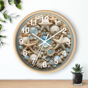 Horloge Murale En Bois Sur Le Thème De La Mer - Vintage - Plage - Crabe - Horloge Carrée - Boussole Décorative En Bois - Fonctionne à Piles - Style Vintage
