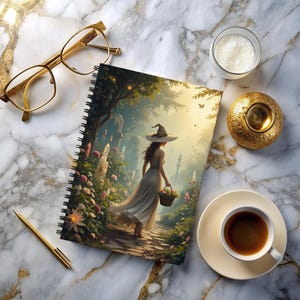 Enchanted Crystal Garden Witch Spiral Notebook, Mystical Journal for Spellwork, Garden Notes, Witchy Gifts