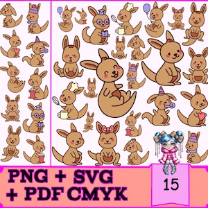 Cangurus Fofos - 15 SVG-Dateien für Cricut, Silhouette & Brother - Digitaler Download, hochwertig, kommerzielle Nutzung, sofortiger Zugriff!
