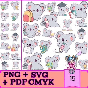Coalas na Escola SVG Bundle für Cricut & Silhouette - Sofortiger Download, kommerzielle Nutzung, hochwertige Druckdateien PDF, PNG