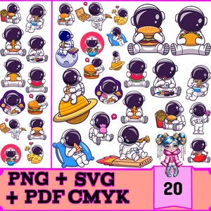 Astronauten SVG Bundle für Cricut & Silhouette | 20 Lebensmittel Designs | Sofortdownload | Hochwertige Druckdateien