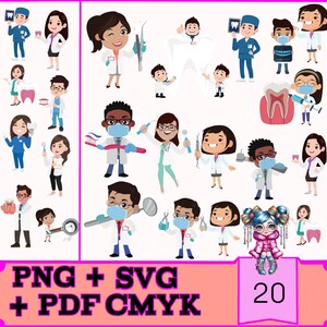 20 Dentistas Digital Download SVG PNG PDF do druku wysokiej jakości i użytku komercyjnego – natychmiastowy plik dla GoodNotes, Notability, planerów iPad
