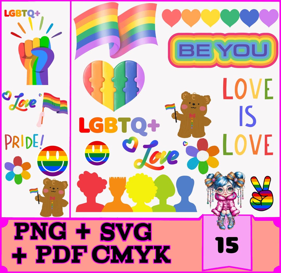 Gay Pride SVG Bundle, LGBT Pdf Bundle, Gay, Pride, Rainbow , Gay Pride ...