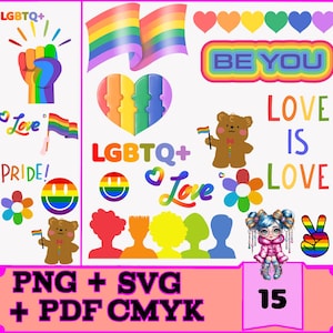 Gay Pride SVG-Bundle, LGBT Pdf-Bundle, Gay, Pride, Regenbogen, Gay Pride Shirt png, Gay Festival Outfit svg, Cut Files for Cricut