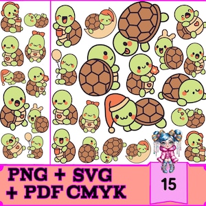 15 Turtle Bundle SVG Files for Cricut & Silhouette | Instant Digital Download, High-Quality Formats, Commercial Use