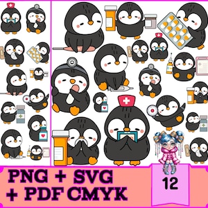 12 Doctor Penguin Bundle - Instant Digital Download for Cricut & Silhouette - SVG, PNG, PDF Files for High-Quality Printing | Commercial Use