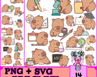 Capybara Stickers - Kawaii Clipart, Commercial Use (Digital Download)
