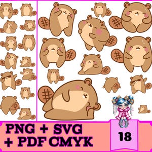 18 Beaver SVG, PNG, PDF Bundle - urocze i zabawne wzory Beaver do Cricut, sublimacji i rzemiosła przyrodniczego