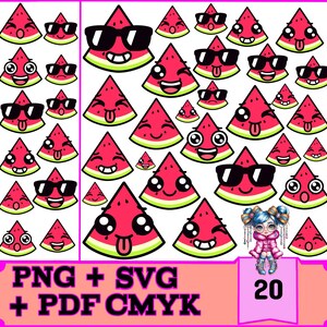 Lustige Wassermelone Bundle - 20 SVG, PNG Dateien für Cricut Maker 3, Entdecke Air 2 & Silhouette - Sofortiger digitaler Download - Kommerzielle Nutzung