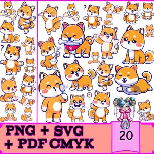 20 süße Shiba Hunde Bundle für Cricut Entdecke Air 2, Silhouette Cameo 4 & Glowforge Sofortiger digitaler Download, kommerzielle Nutzung, druckbare Dateien