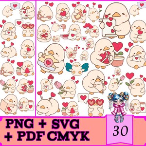 30 file digitali di San Valentino con paperelle carine per scrapbooking, creazione di biglietti, design di magliette - Download immediato e modelli per uso commerciale