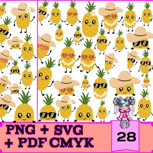 28 Ananas im Sommer SVG Bundle für Cricut & Silhouette | Digitale Vorlagen für T-Shirt Design, Wandkunst, Aufkleber | Sofort Download