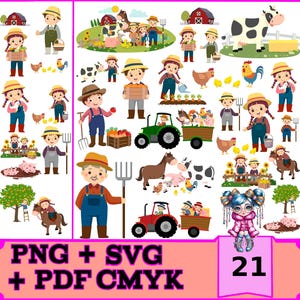 Lot de 21 modèles de ferme SVG pour Cricut Explore Air 2, Joy et Silhouette Cameo 4 | Téléchargement instantané, utilisation commerciale, fichiers d'impression de haute qualité