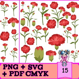 Kawaii Digital Stickers Bundle 15 Cravos PNG SVG PDF - Niedliche transparente Bilder für GoodNotes, Notability & Digital Planner, Sofort Download