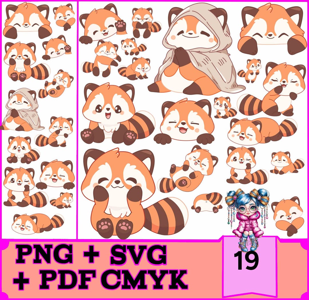 20 Red Panda SVG Bundle, Cute Red Panda Svg Png, Sitting Sleeping ...