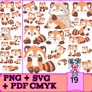 20 roter Panda SVG Bundle, niedlicher roter Panda SVG Png, Sitzen Schlafen Stehend roter Panda Set SVG, Schnitt Dateien, Png, Clipart, Cricut, Silhouette