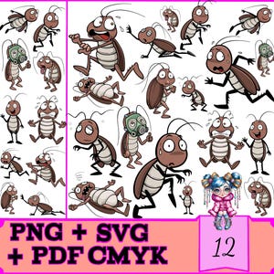 Lustige Schabe SVG Bundle für Crafting, Scrapbooking & T-Shirt Design - Sofortiger Download, kommerzielle Nutzung, 12 digitale Dateien