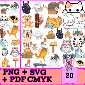 Lustige Katze Digital Download Bundle für Cricut & Silhouette | 20 SVG-, PNG-, PDF-Dateien für die sofortige Verwendung, kommerzielle Nutzung