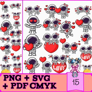 Astronaut Kawaii Digital Stickers Bundle – 15 Cute Transparent PNG , SVG Files for GoodNotes, Notability & Digital Planners Instant Download