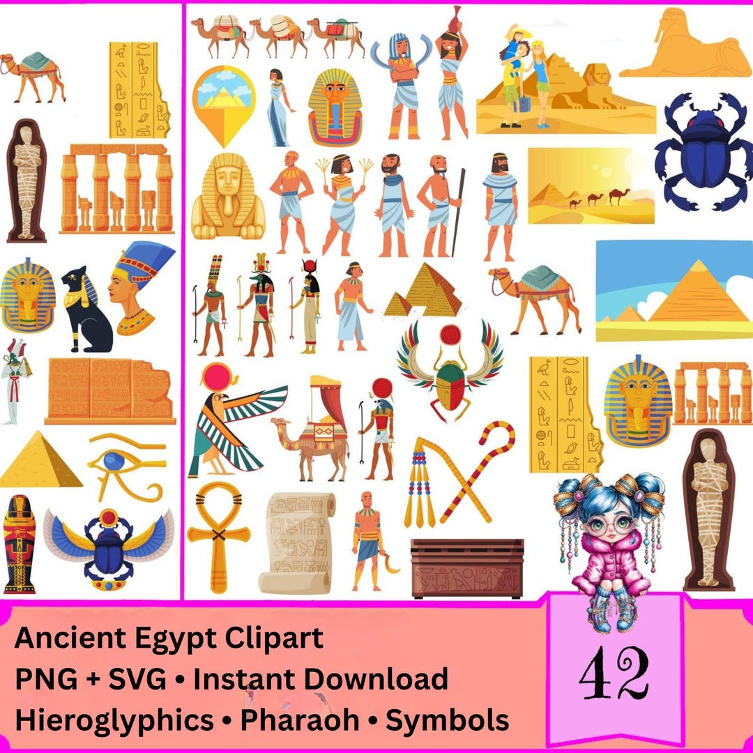Ancient Egypt Clipart PNG SVG | Egyptian Symbols Digital Art ...