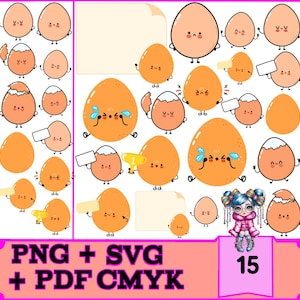 Kawaii Ei Bundle für Cricut & Silhouette | Digitaler Download | SVG, PNG, PDF | Kommerzielle Nutzung | Hochwertiger Druck