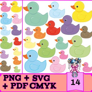 14 bunte Badeenten Bundle für Cricut & Silhouette | Sofortiger digitaler Download SVG PNG PDF | Kommerzielle Nutzung